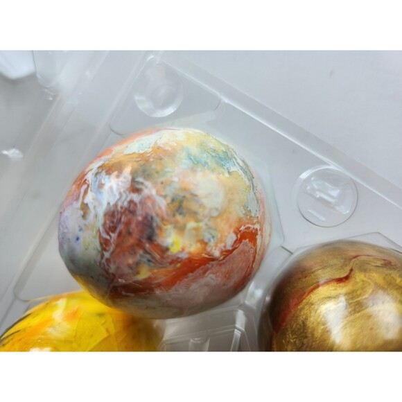 6 Handmade Enameled Eggs in Plastic Carton B49 - Picture 2 of 7